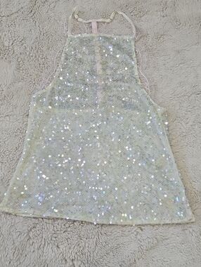Iridescent Sequin Halter Tank Top